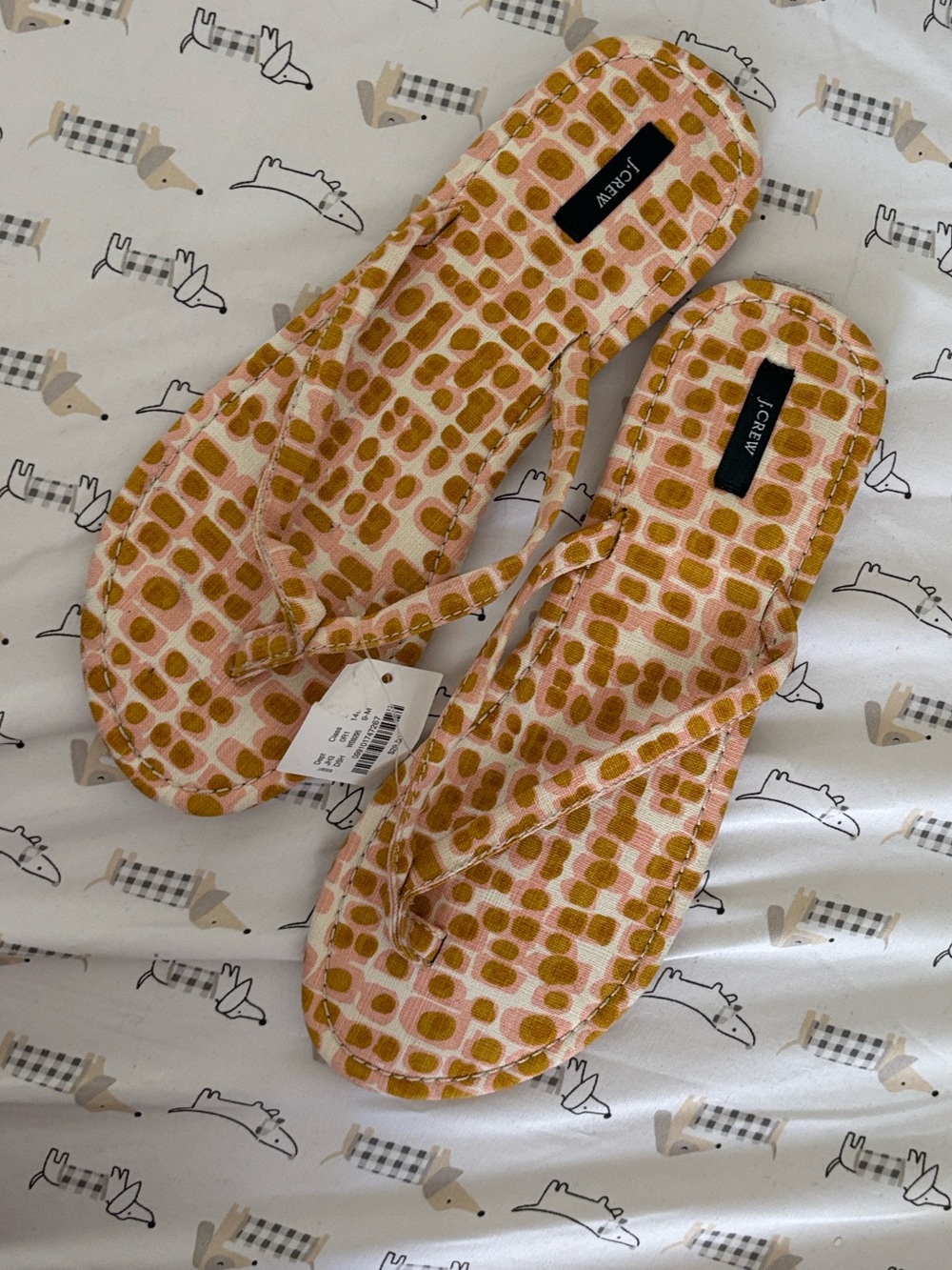 J. Crew Pink and Orange Patterned Slide sandals